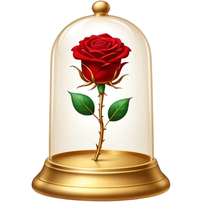 The glittering enchanted rose from “Beauty and the Beast” in its golden glass bell  emoji