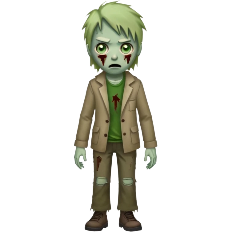 Walking zombie, tattered clothes, scary expression, realistic horror, no background





 emoji
