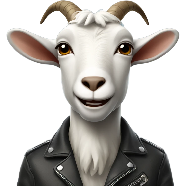 Goat wearing a leather jacket and smirking confidently  emoji
