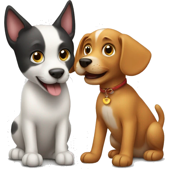 Cat and dog playing  emoji