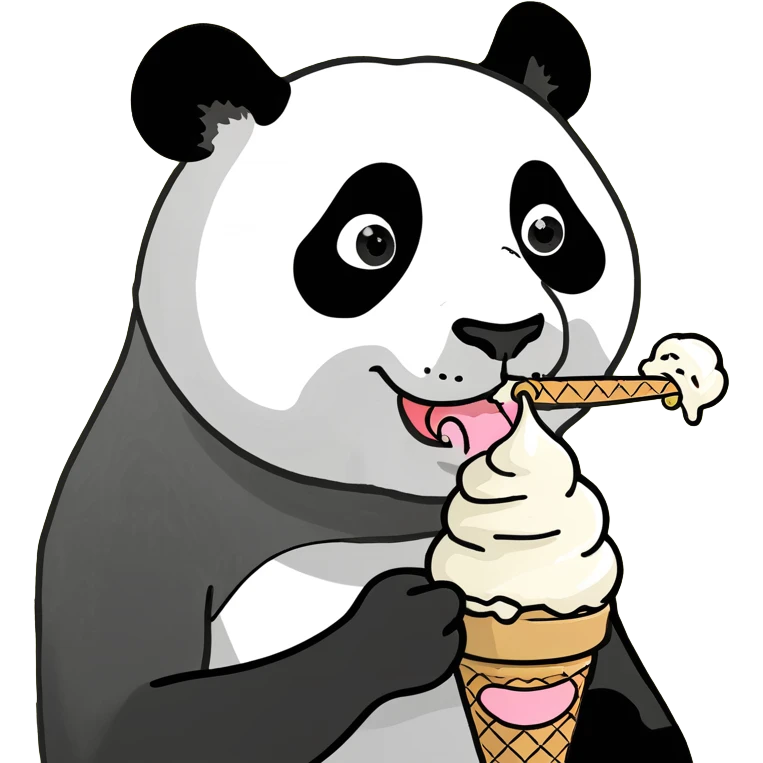 Panda eating ice cream emoji
