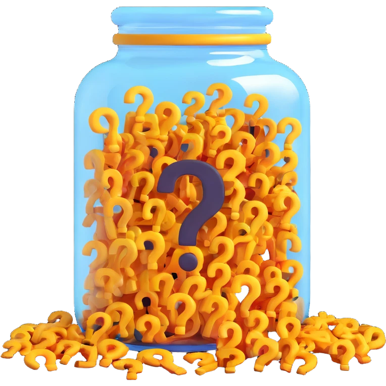 glass jar filled with question marks emoji