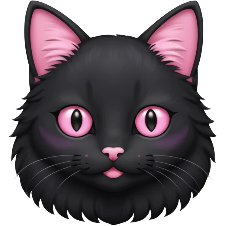 black cat with pastel pink eyes and a pink collar emoji
