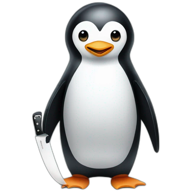 penguin holding a knife emoji