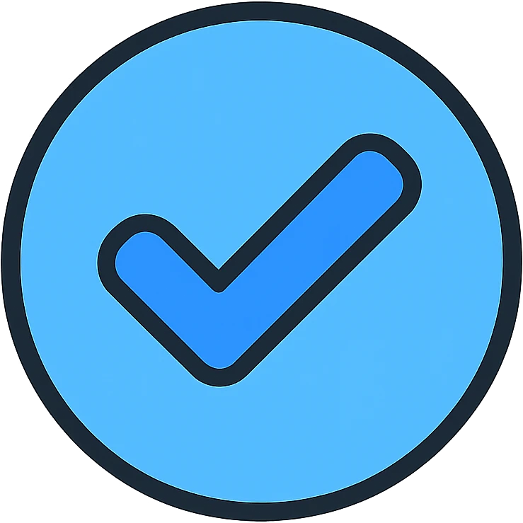 blue tick checkmark icon, rounded edges, minimal, transparent background emoji