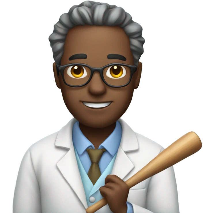Scientist holding a bat emoji
