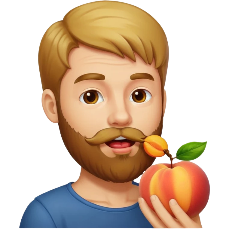 Man with beard licking peach emoji