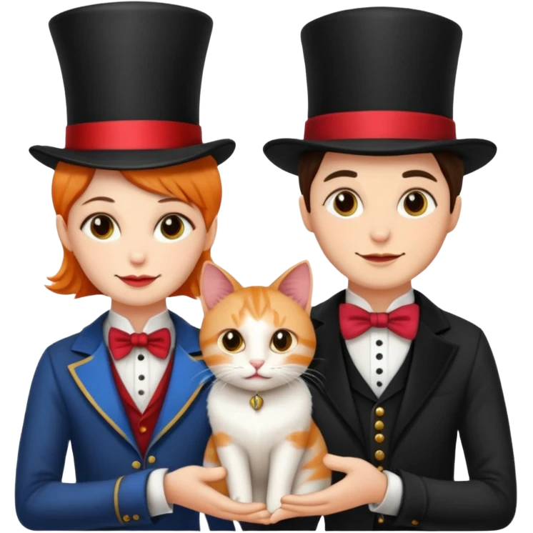 magician couple and their pet cat emoji