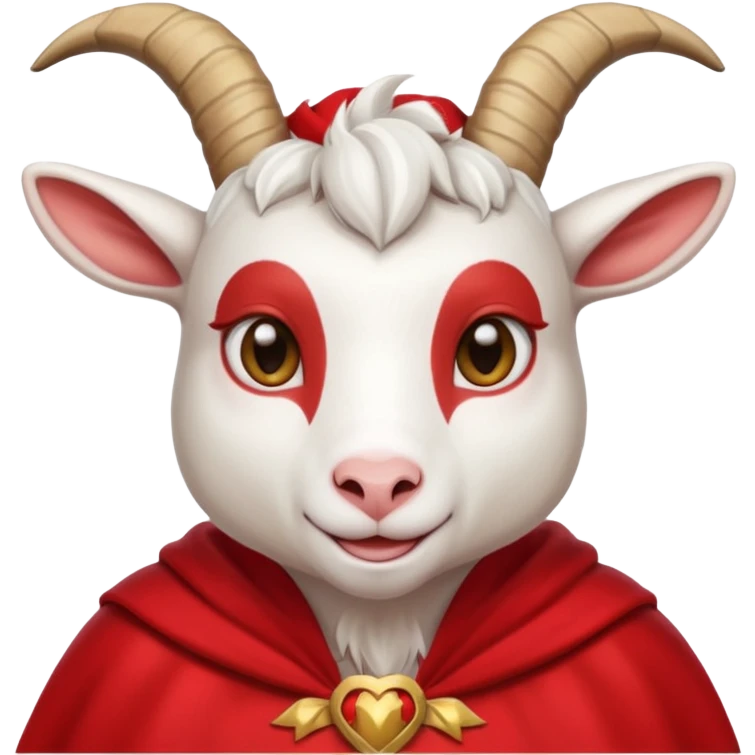 white female goat wearing a read cape emoji