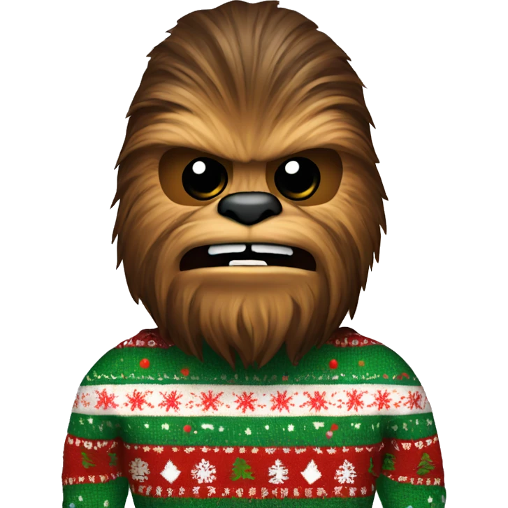 Chewbacca wearing an ugly Christmas sweater emoji
