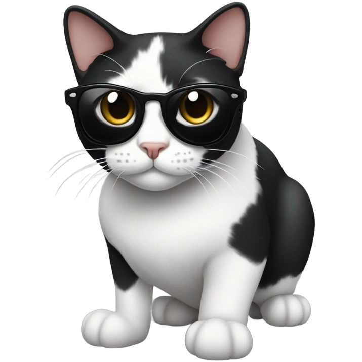 Black and white cat wearing sunglasses emoji