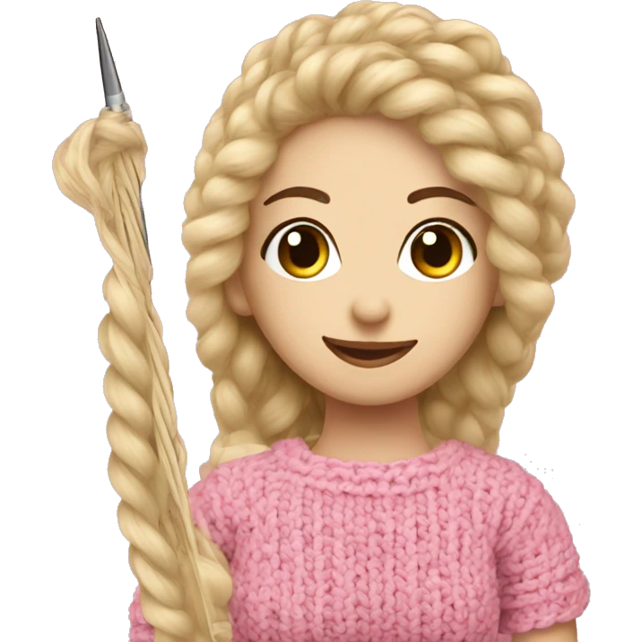 girl with yarn ball pink blond crochet hook emoji