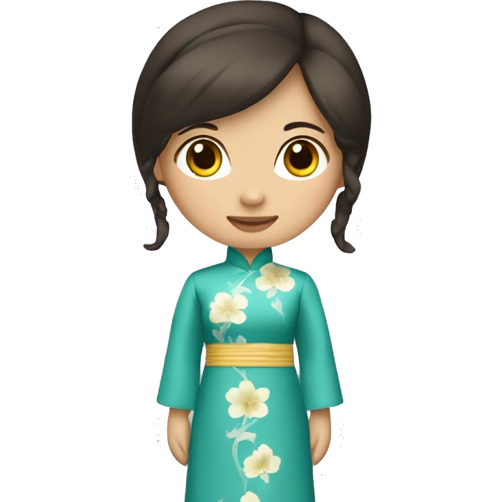 vietnamese-ao-dai-brunette emoji