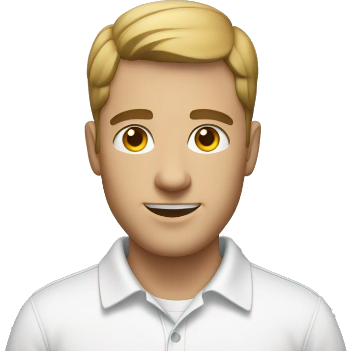 a white male in his 30s with a short haircut, wearing a white polo shirt emoji