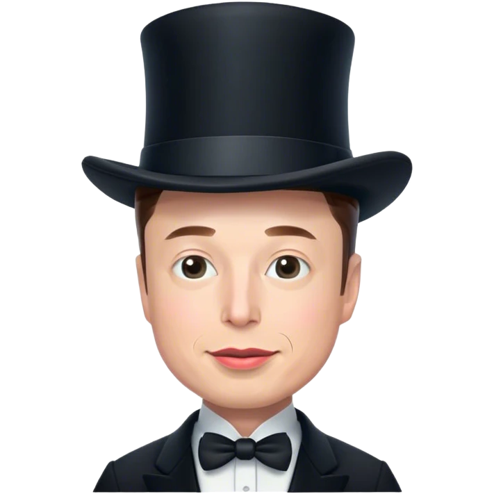 elon musk wearing a tophat emoji