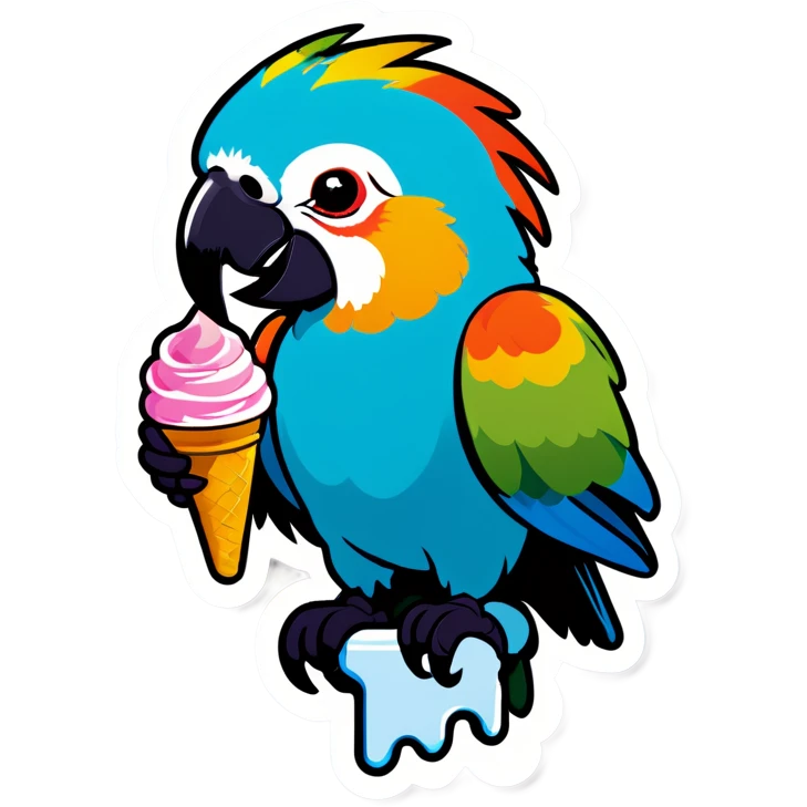 Parrot eating ice cream emoji