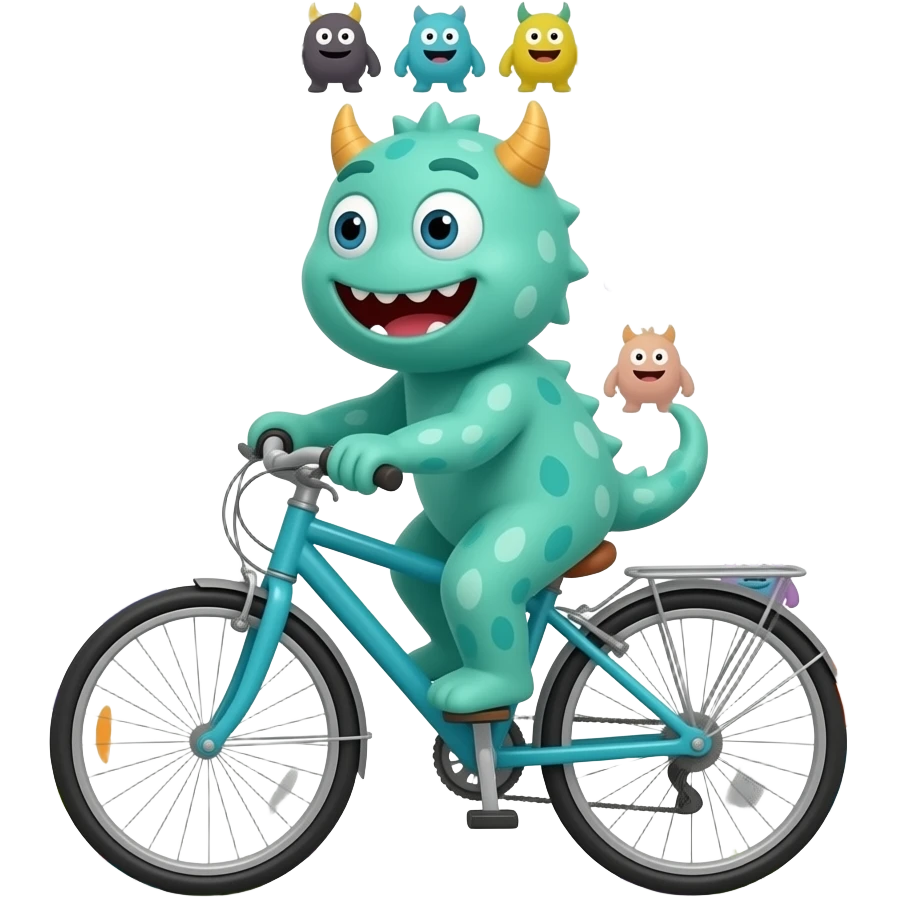 10000 Little monster And baby monster in the bike emoji