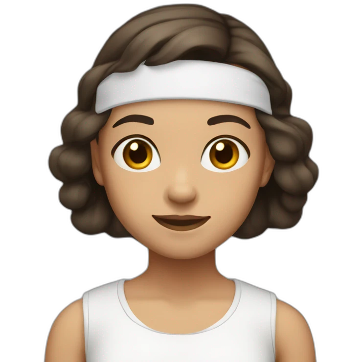 12 year old girl, with dark brown hair, with a white headband long hair emoji