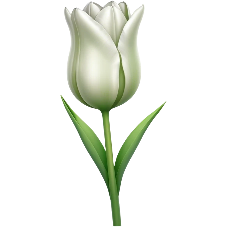 single White Green Tulip, straight stem emoji