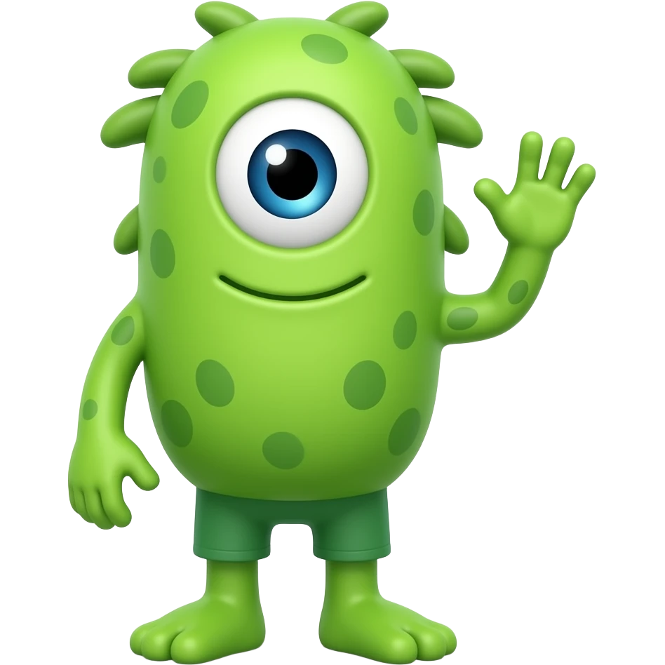A long green monster from a game called rainbow friends he has long arms short legs hand is blind and has emoji