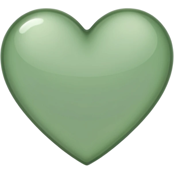 sage green heart with transparent bg without highlights, more thin and narrow emoji