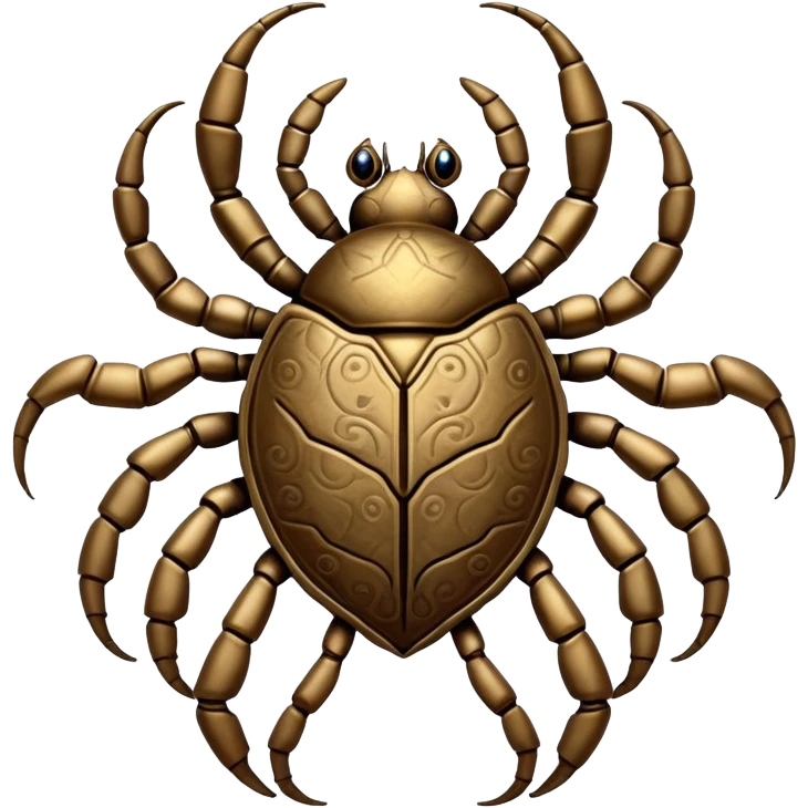 A six-limbed being with a carapace resembling weathered brass, featuring intricate engravings that rearrange themselves and multiple eye stalks that can telescope outward from recessed sockets.

 emoji