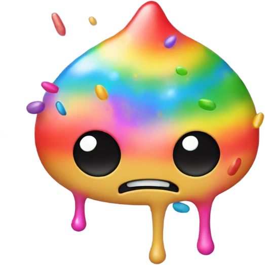 Rainbow colored alien throwing up sprinkles  emoji