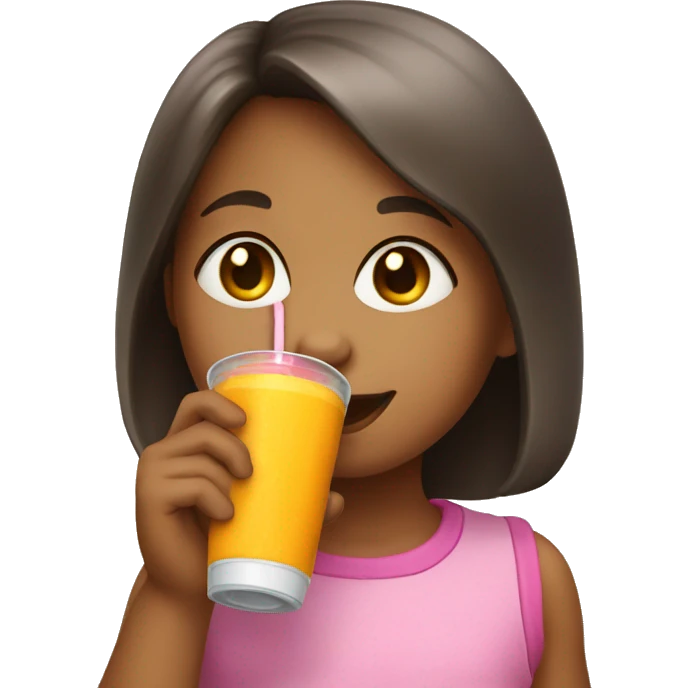 Little girl drinking a Juice box emoji
