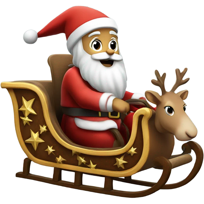 Santa Claus on his sleigh with a six point Jewish star on his chest emoji
