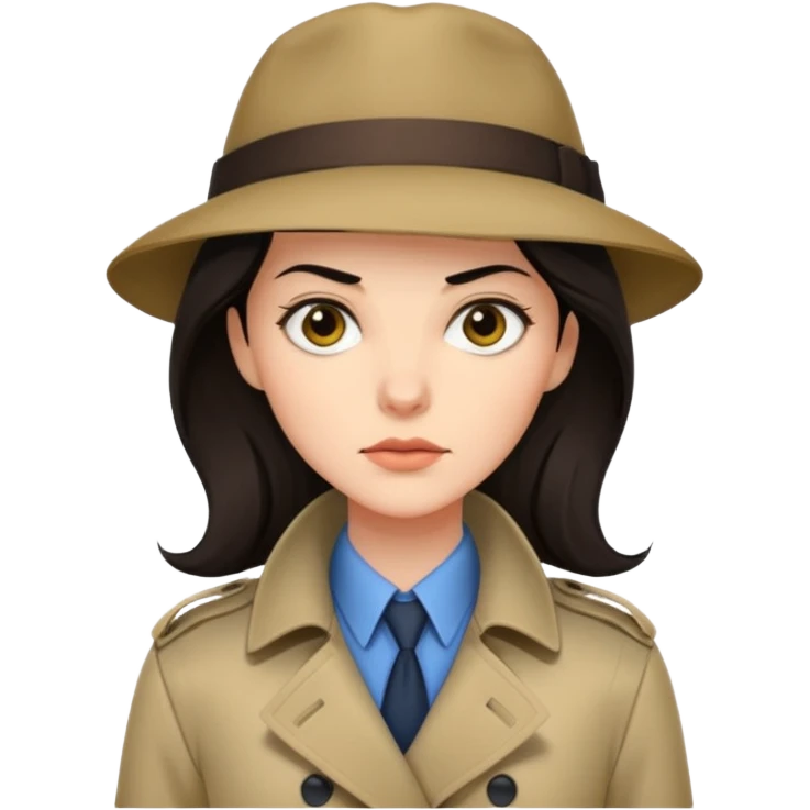 trençkotlu kadın koyu saçlı dedektif  emoji