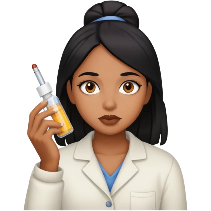 brown girl with black hair doing drugs emoji