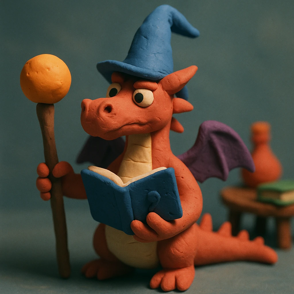 dragon wizard, claymation style emoji