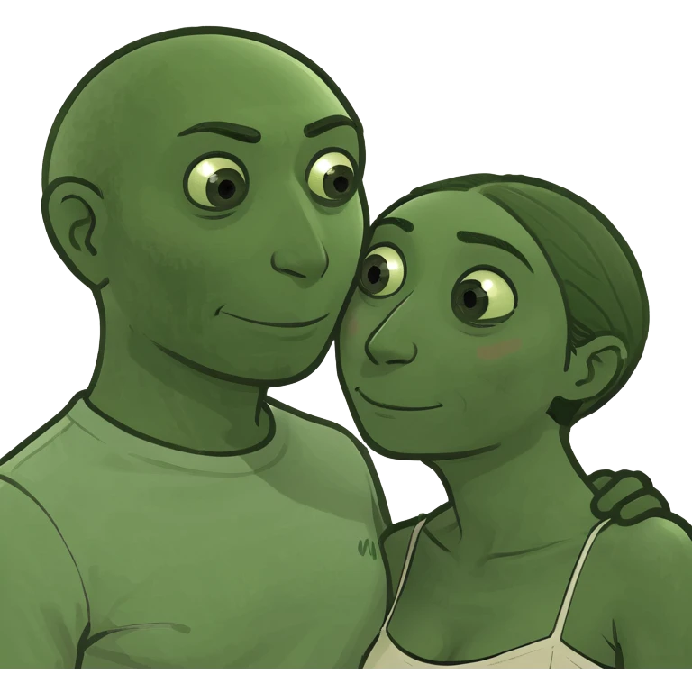 A man in pale beige clothes and a woman in pale beige clothes love each other emoji