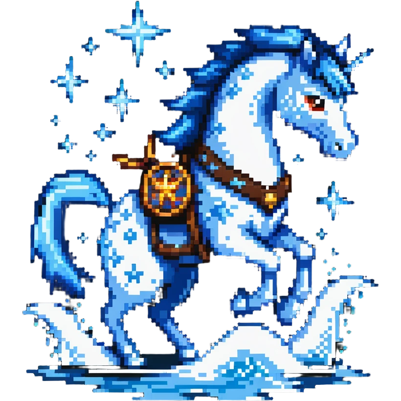 Water horse ninja with shuriken stars and water powers emoji