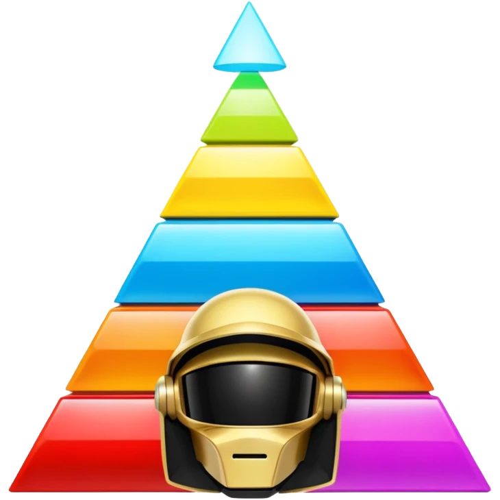 Scène Alive des daft punk en forme de pyramide illuminée et colorée. emoji