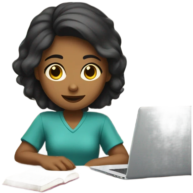 A girl studying emoji
