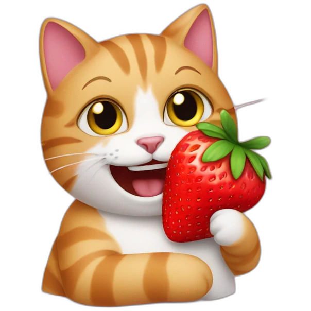 cat eating a strawberry emoji
