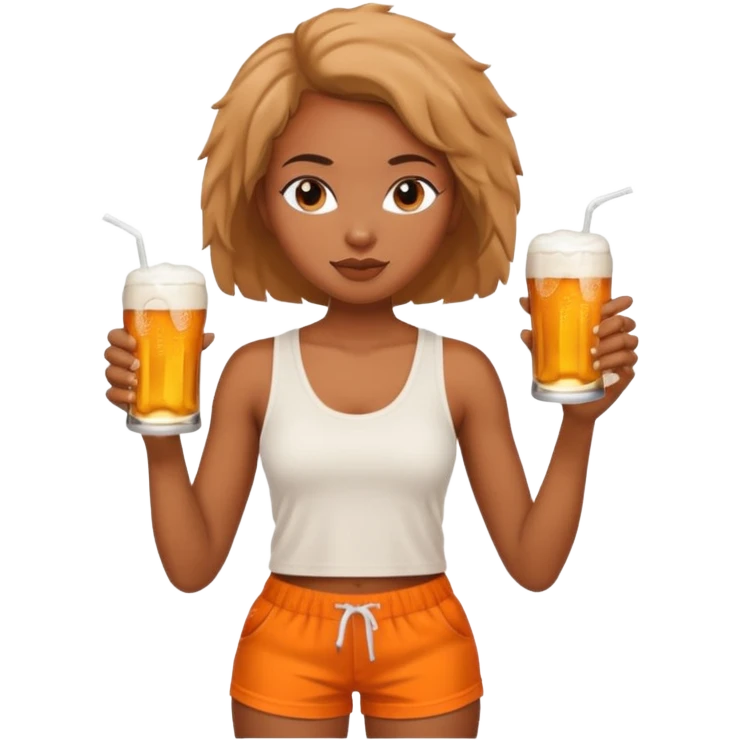 Hot wife in tank top and big boobs young African american, like picture three but put a beer in her hand and white top with orange shorts emoji
