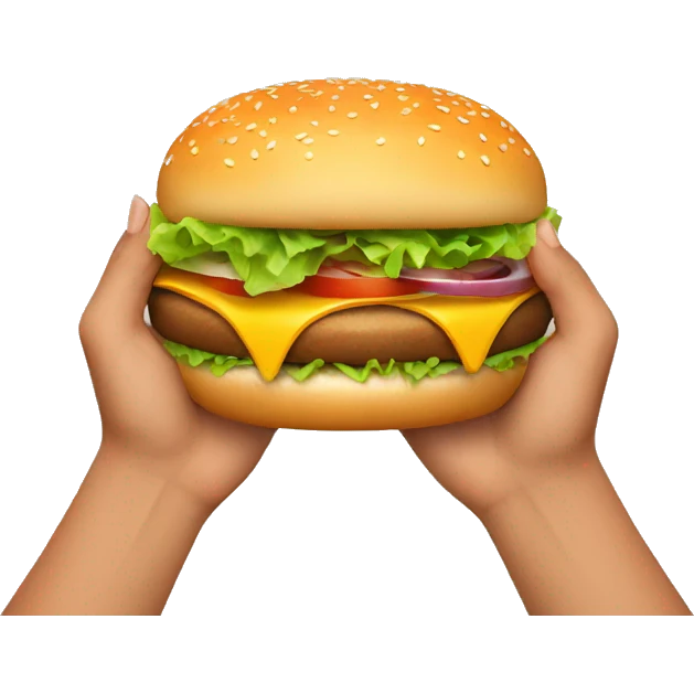 two hands holding burger emoji