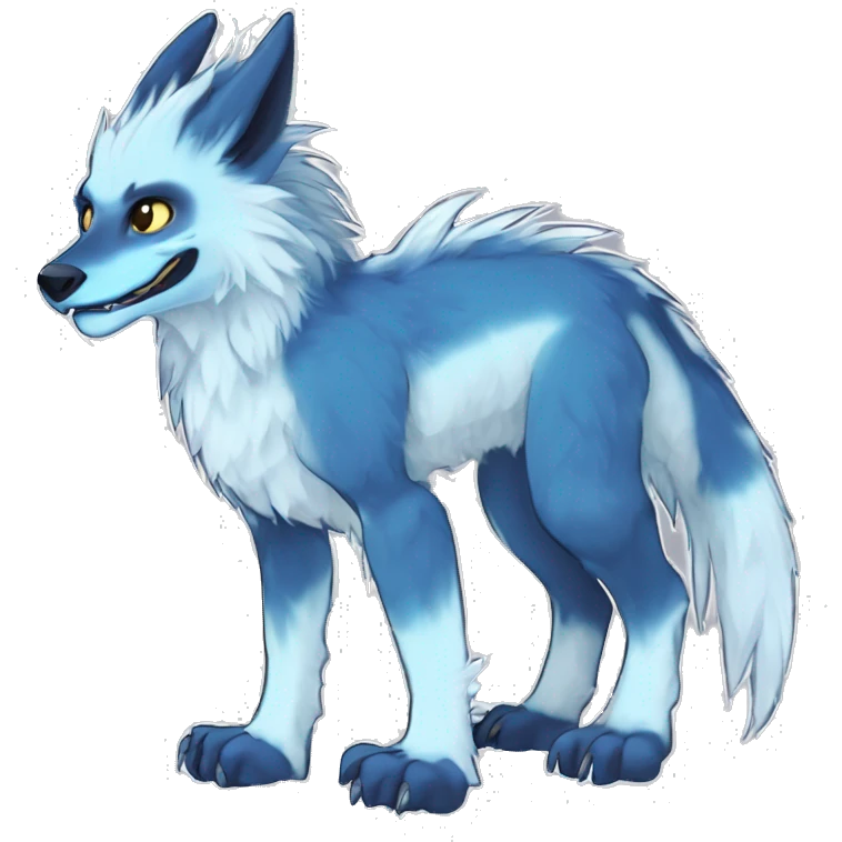 Cute Protogen-vernid-sergal-wickerbeast-fantasy-animal-fursona griffsnuff & LiLaiRa & Falvie full body white and light blue fur emoji