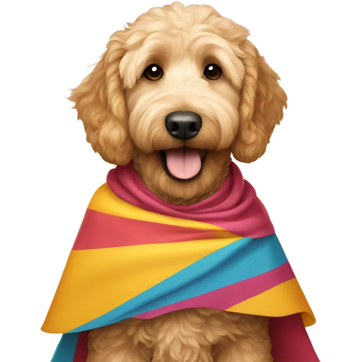 goldendoodle with a cape emoji