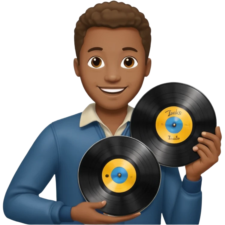 Vinyl Record Collector black man emoji