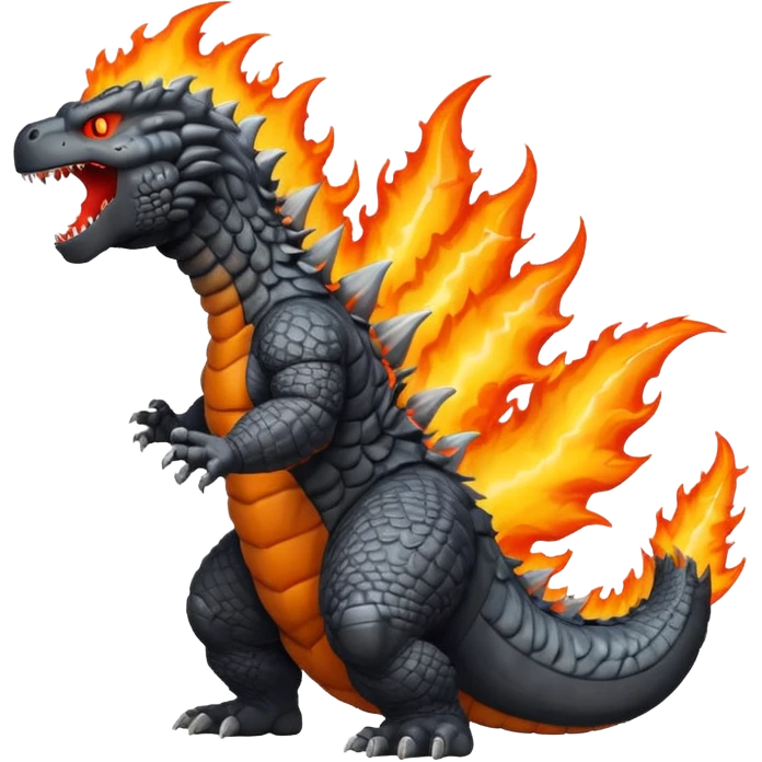 A Godzilla with fire in mouth emoji