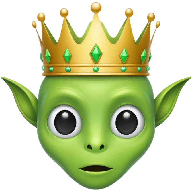 green alien with crown emoji