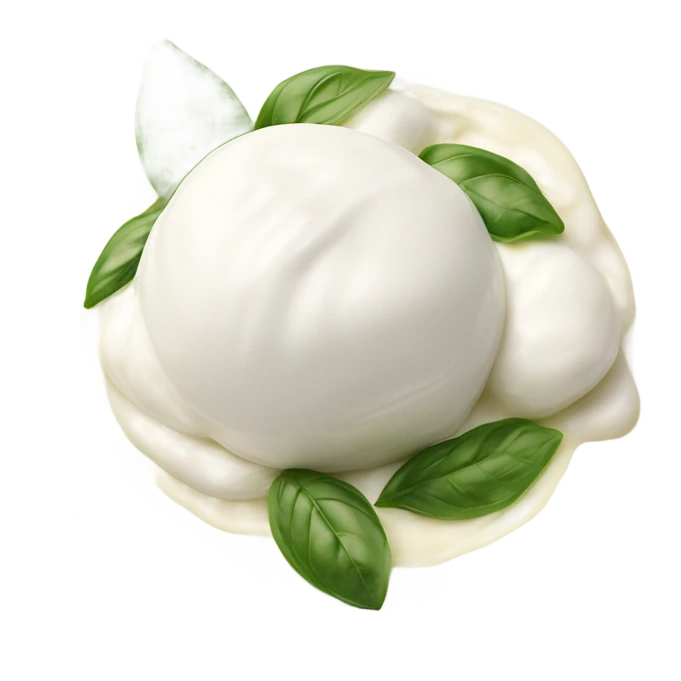 Mozzarella Buratta  on a plate  emoji