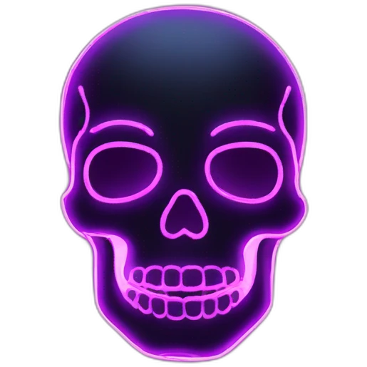 skull shape neon sign style emoji