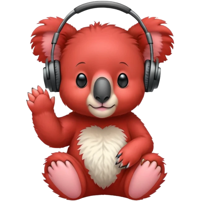 red koala in headphones emoji