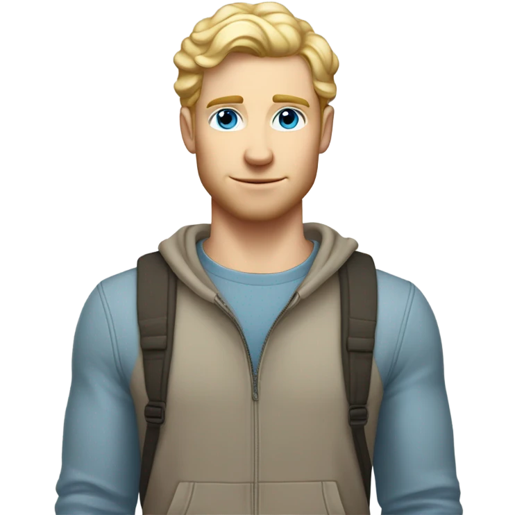 full body standing light curl blonde 30yo man blue eyed pale skin emoji