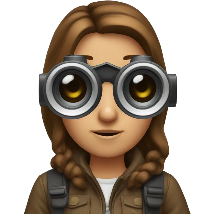 Brown haired girl with binoculars emoji