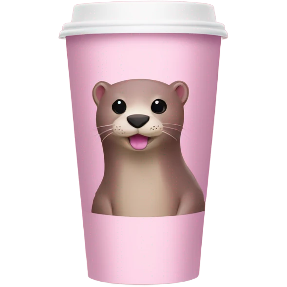 Pink otter Starbucks cup emoji